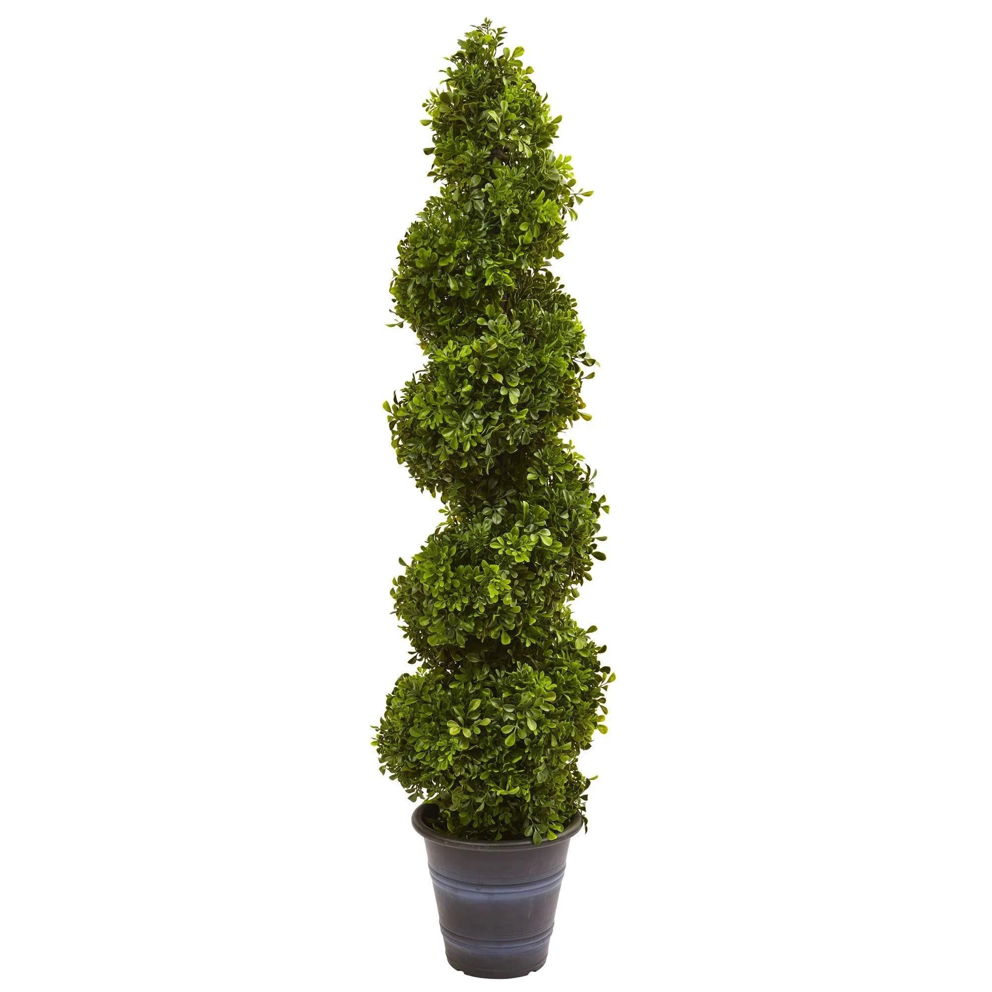 Boxwood Spiral Topiary with Planter (Indoor/Outdoor) | Nearly Natural | Nearly Natural