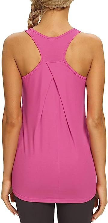 Mippo Womens Long Workout Racerback Tank Tops Yoga Tennis Shirts with Drapes in Back | Amazon (US)