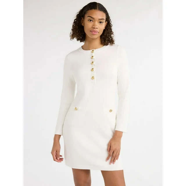 Free Assembly Women’s Henley Mini Sweater Dress, Sizes XS-3XL | Walmart (US)
