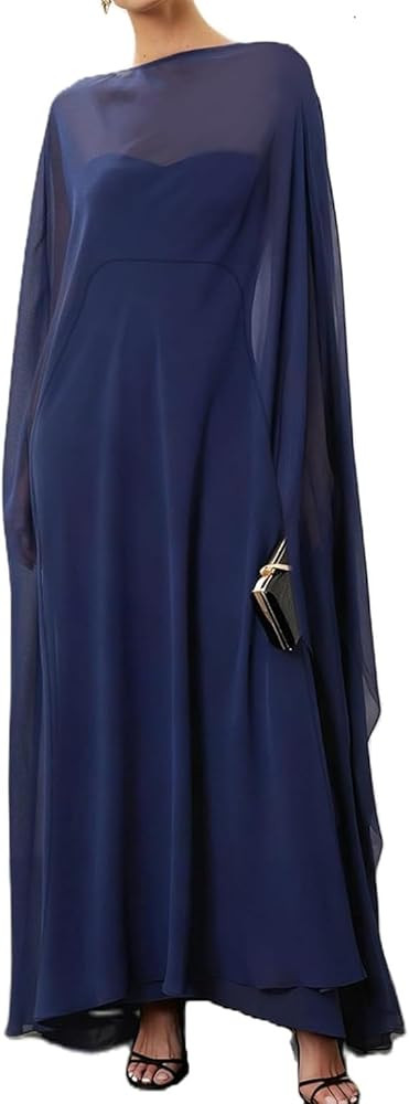 Amiblvowa Women Chiffon Capelet Sheer Mesh Bridal Cape Shawl Wraps Asymmetrical High Low Flowy We... | Amazon (US)