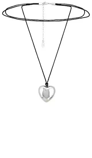 Metallic Heart Choker in Silver | Revolve Clothing (Global)