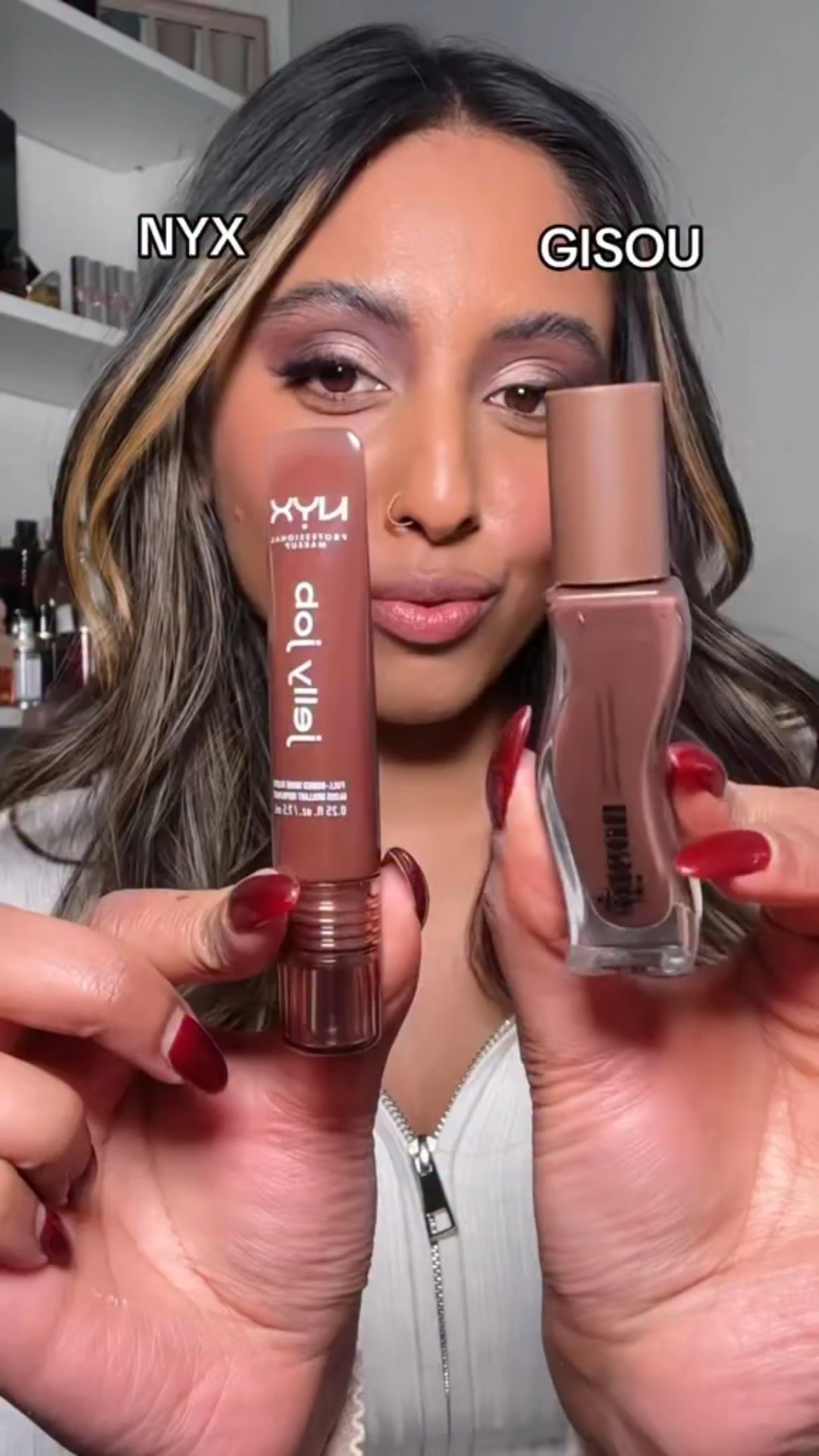 we got a dupe!! @nyxcosmetics 

#brownlipgloss #nyx #gisoulipoil #brownskin #brownskinbeauty