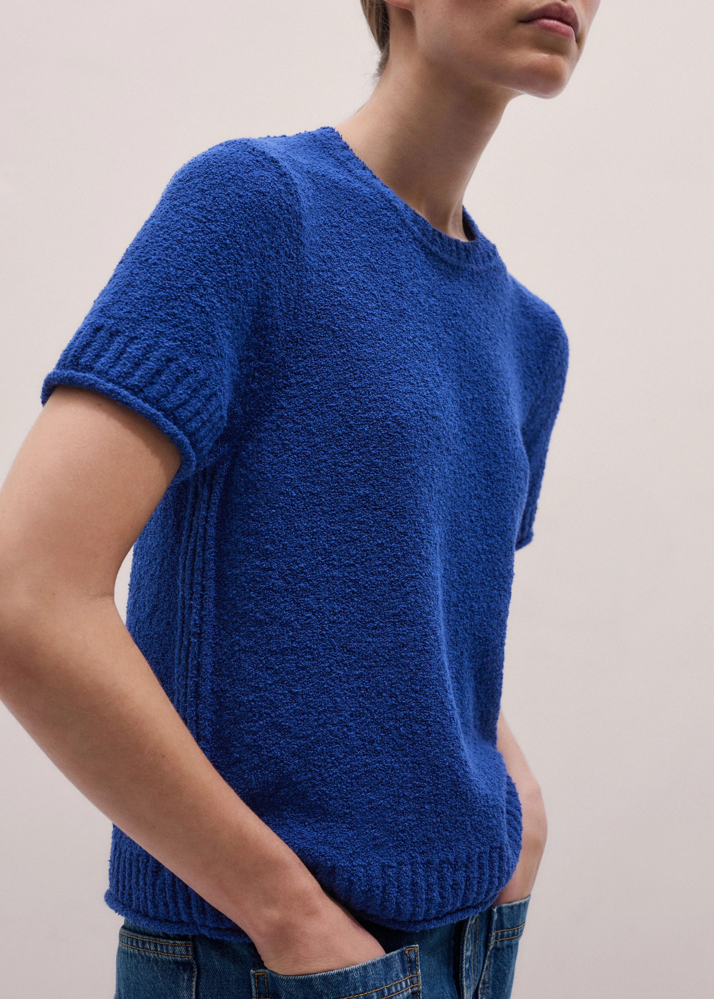 Women's Blue Straight Knit Tee | ME+EM | ME+EM Global (Excluding US)