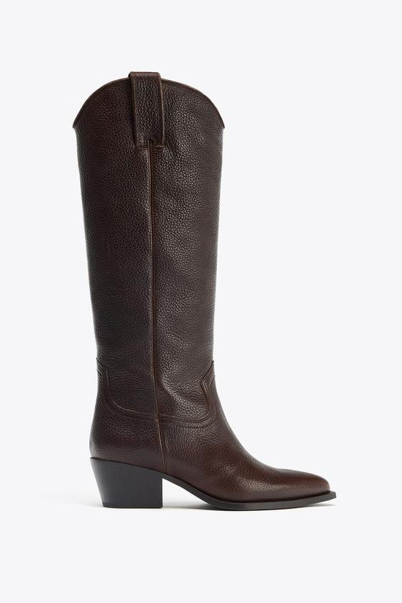 LEATHER HIGH BOOTS | Zara US