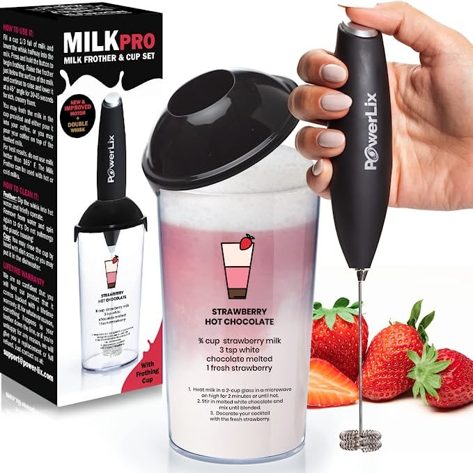 PowerLix Milk Frother Handheld Battery Operated Electric Foam Maker For Coffee, Latte, Frappe, Ma... | Amazon (US)