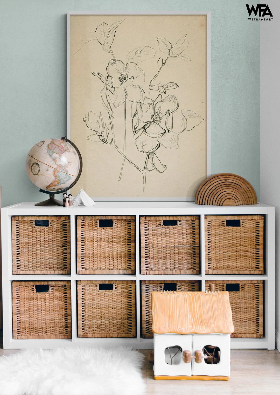 Delicate Flower Sketch Print Framed Floral Art Print Nature - Etsy | Etsy (US)