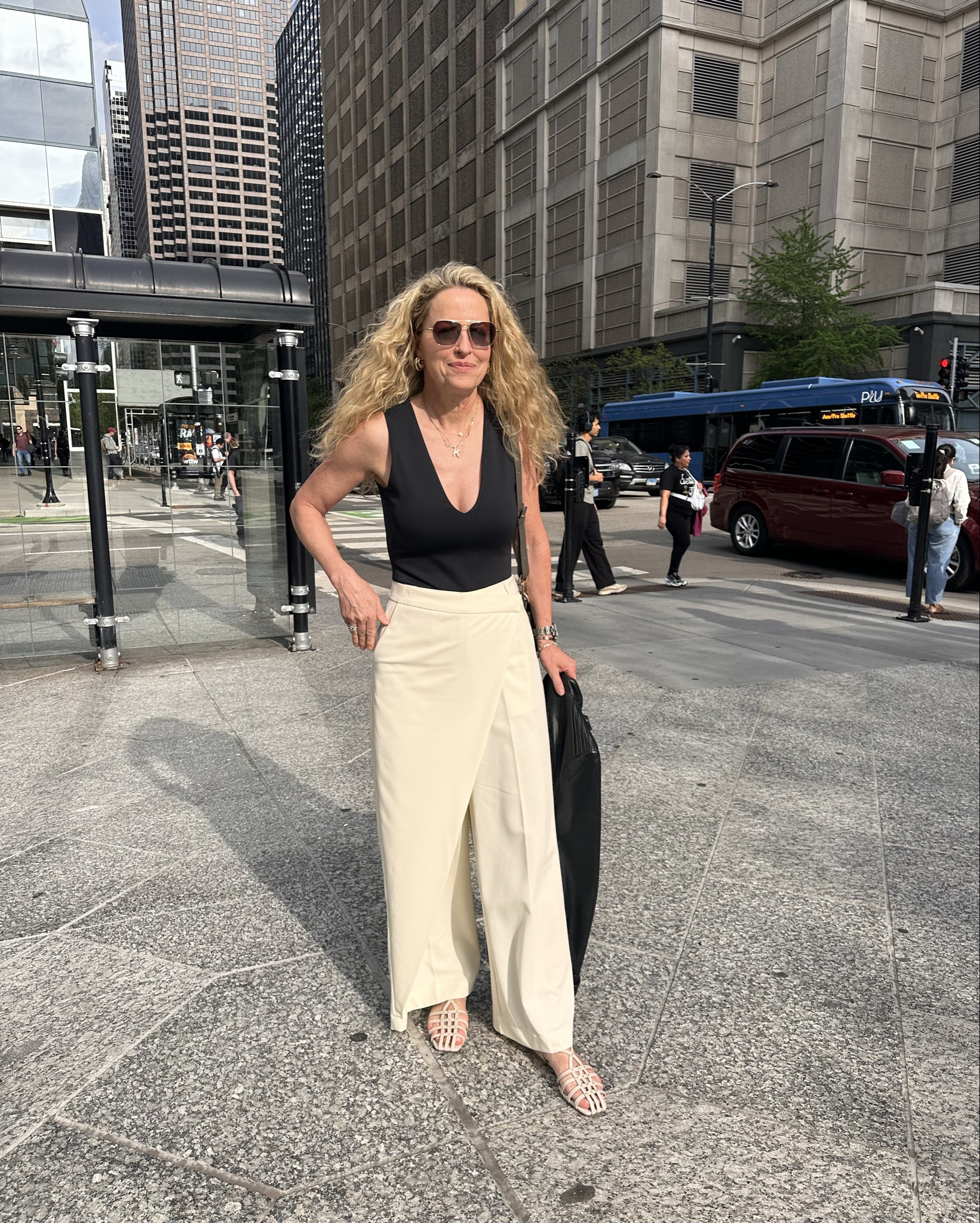 Simple but make a statement with these pants!
I’m wearing flats and am 5’8
Love the asymmetrical crossover front.
Spring outfit work outfit 

#LTKOver40 #LTKootd
