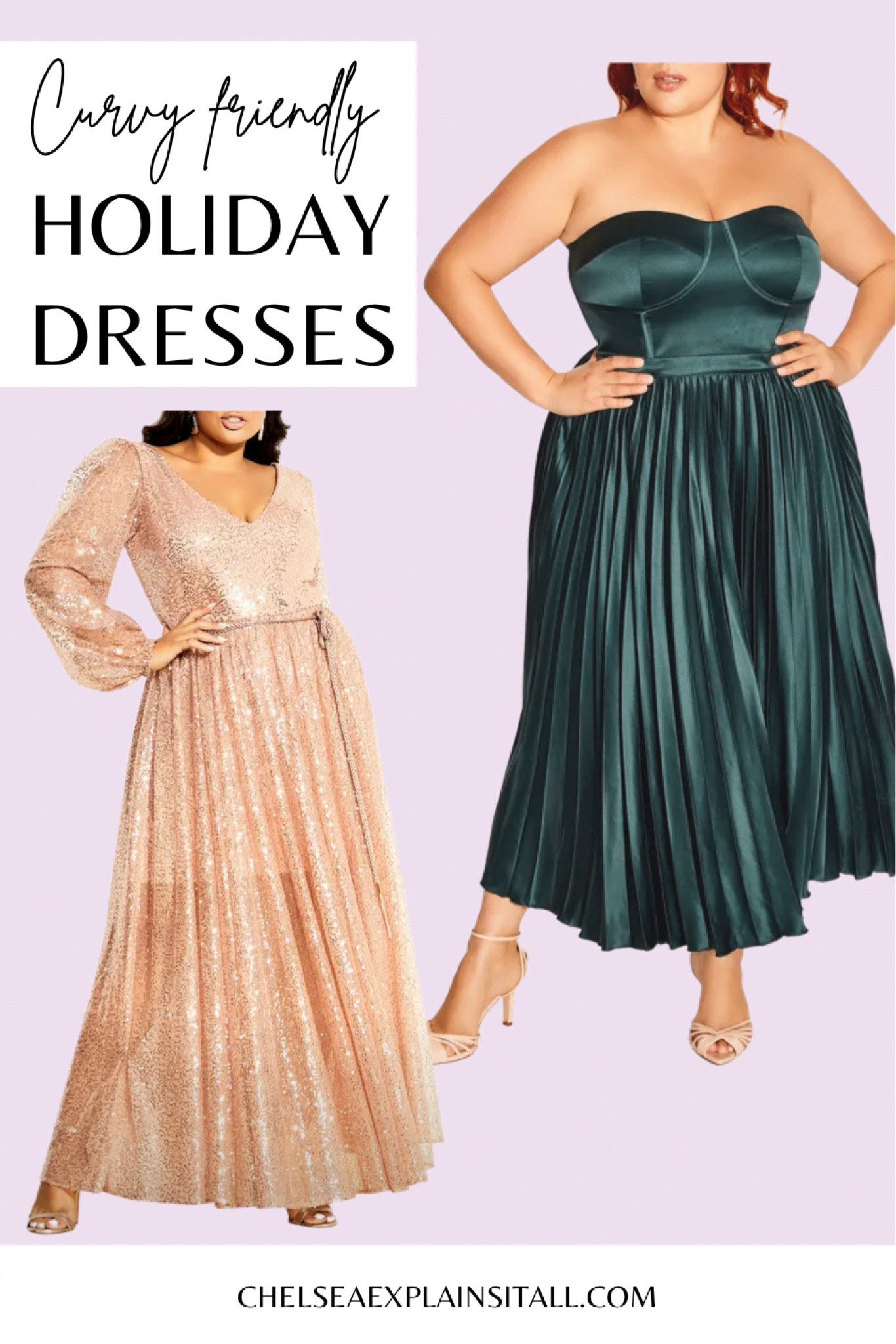 Curvy friendly holiday dresses that are stunning!! Some come in XS-XXXL while others are specifically plus size; made to fit a curvier gal! Linking midi dresses perfect for holiday parties and sparkly numbers for show stopping holiday outfits! Would be perfect for a wedding too! #plus #curvy #holidaydress #holidayparty 

#LTKcurves #LTKHoliday #LTKwedding