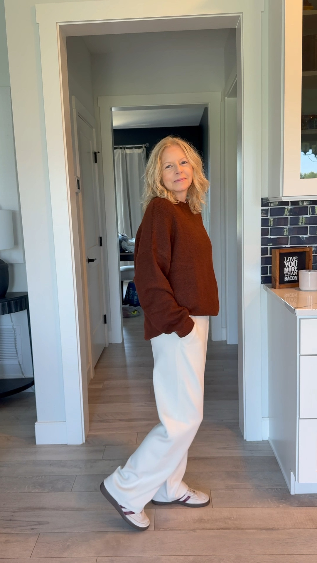 Affordable Amazon fall fashion outfit idea.  Sweater is oversized, I’m wearing a small.  Pull-on pants with elastic waist fit tts, also small.  ootd #fall #cozy #casual #teachers 

#LTKSeasonal #LTKOver40 #LTKWorkwear