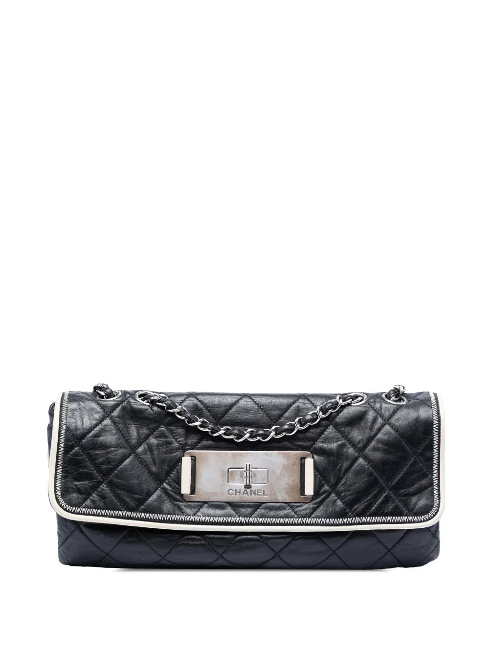 CHANEL Pre-Owned 2008-2009 Quilted Lambskin East West Mademoiselle Flap shoulder bag - Black | Farfetch Global