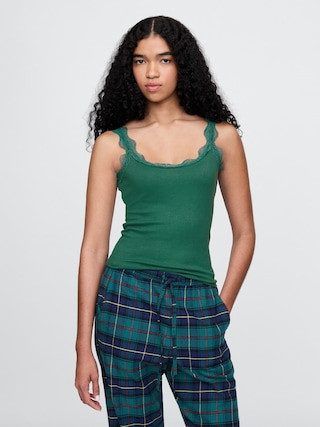 Mini Rib Lace PJ Tank Top | Gap (US)
