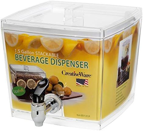 Creative Bath CreativeWare BEV12CLR Beverage Dispenser with No Base Sleeve, 1.5 gallon, Clear | Amazon (US)