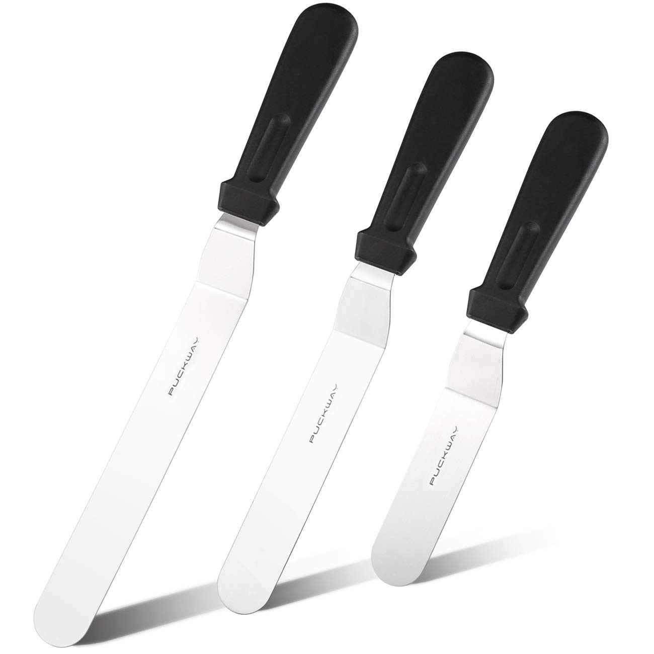 Offset Frosting Cake Knife set of 3 Black 6 8 & 10 Inch Angled Icing Spatula for Decorating | Amazon (US)