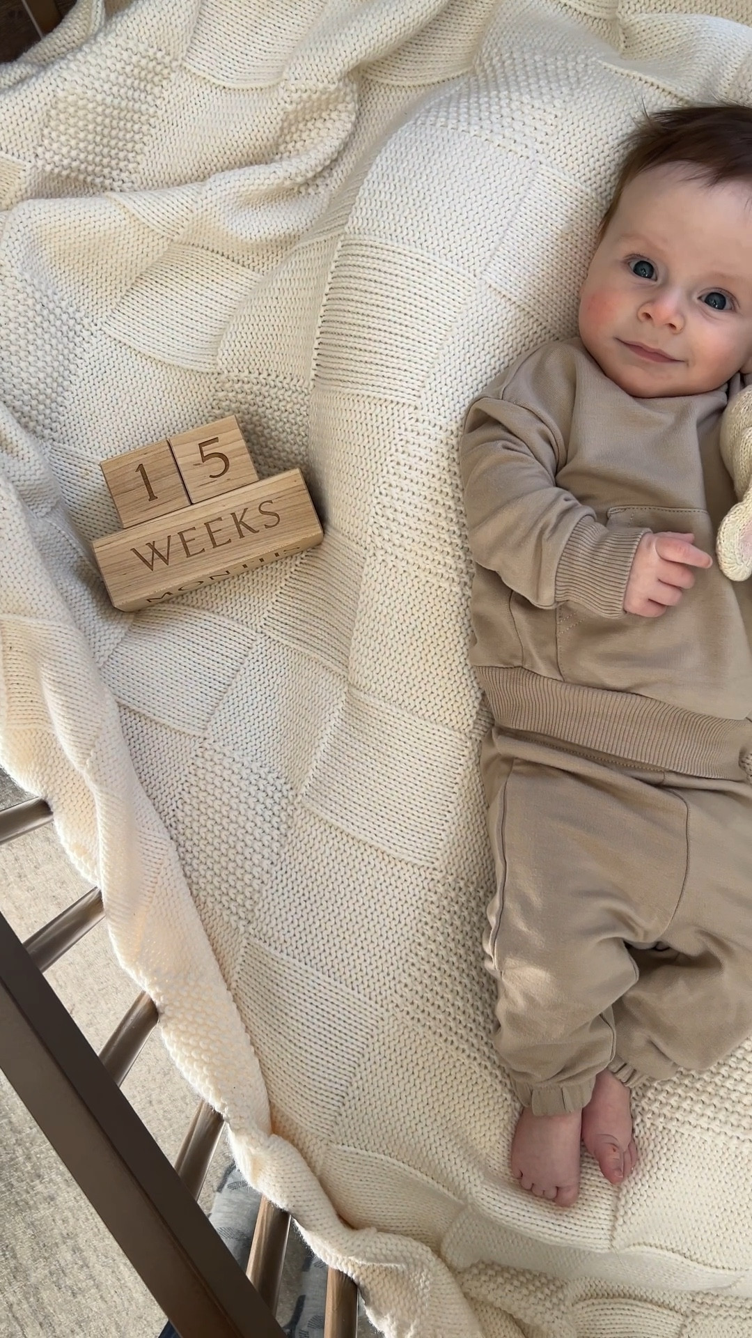 15 weeks with Rhys! Milestone photos, baby sweatsuit 

#LTKBaby