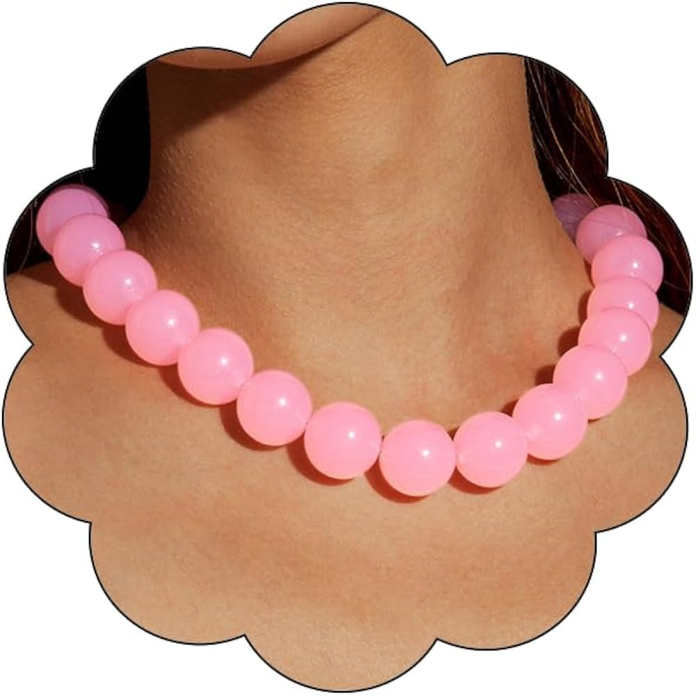 Chunky Acrylic Resin Beaded Necklace for Women Colorful Large Round Choker Adjustable Stack Acryl... | Amazon (US)