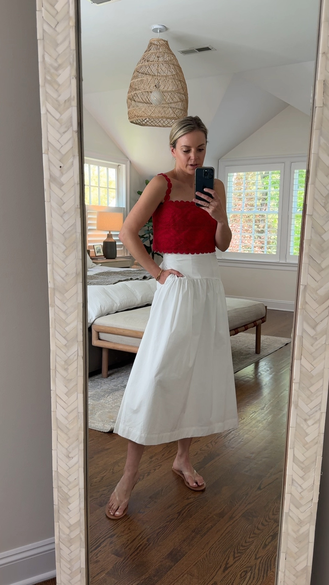 Memorial Day + target finds! 
-small top (part of a matching set)
-small skirt, but wish I did an XS
-sandals a I’m a 7.5 and sized up to 8s (whole sizes only) 

summer outfit, vacation outfit 