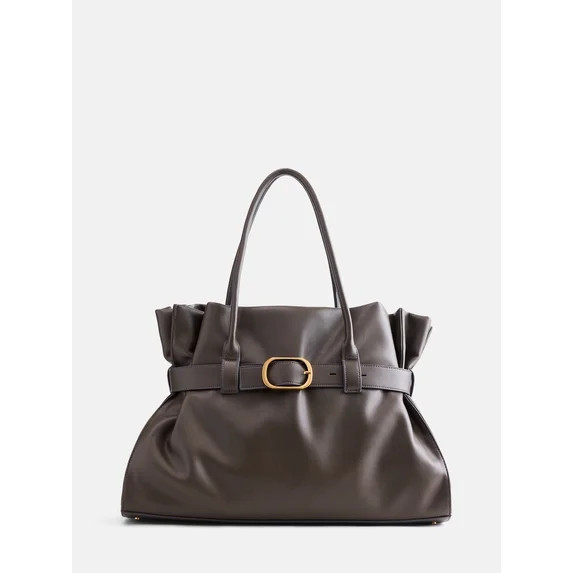 Scoop Women's Faux Leather Buckle Tote, Burnt Rosemary | Walmart (US)