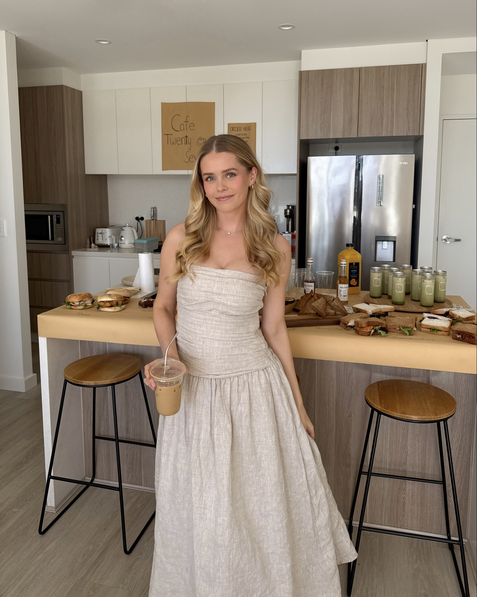 Apartment coffee shop ☕️🤍 #dissh #linendress 

#LTKdresses