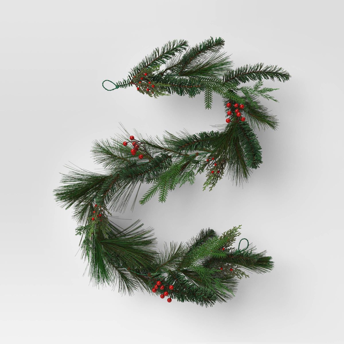 6' Long Needle Mixed Greenery with Red Berries Artificial Christmas Garland Green - Wondershop™ | Target