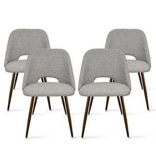 Upholstered Modern Cutout Back Dining Chair with Walnut Leg (Set of 4) | The Home Depot