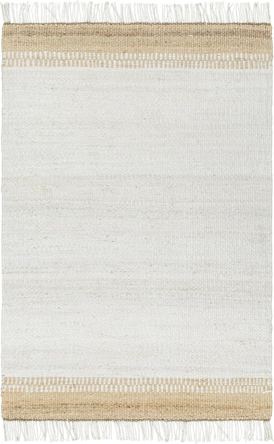 Surya x Becki Owens Kamey Farmhouse Fringe Area Rug, 5' x 7'6", Ivory/Tan | Amazon (US)