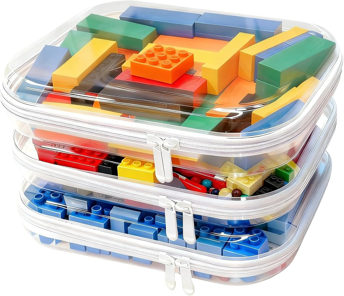 3PCS Clear Hard Shell Zipper Case,Toy Organizers and Storage Box,Clear Toiletry Cosmetic Case,Tra... | Amazon (US)