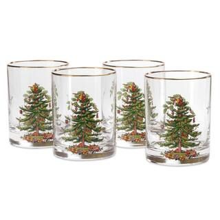 Spode 4-Piece Christmas Tree Glass Double Old Fashioned Drinkware Set-4339205 - The Home Depot | The Home Depot