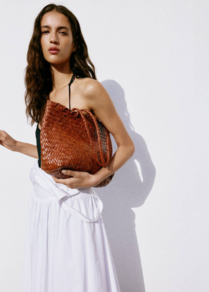 Braided leather shopper bag leather - Women - One size - MANGO | MANGO (UK)