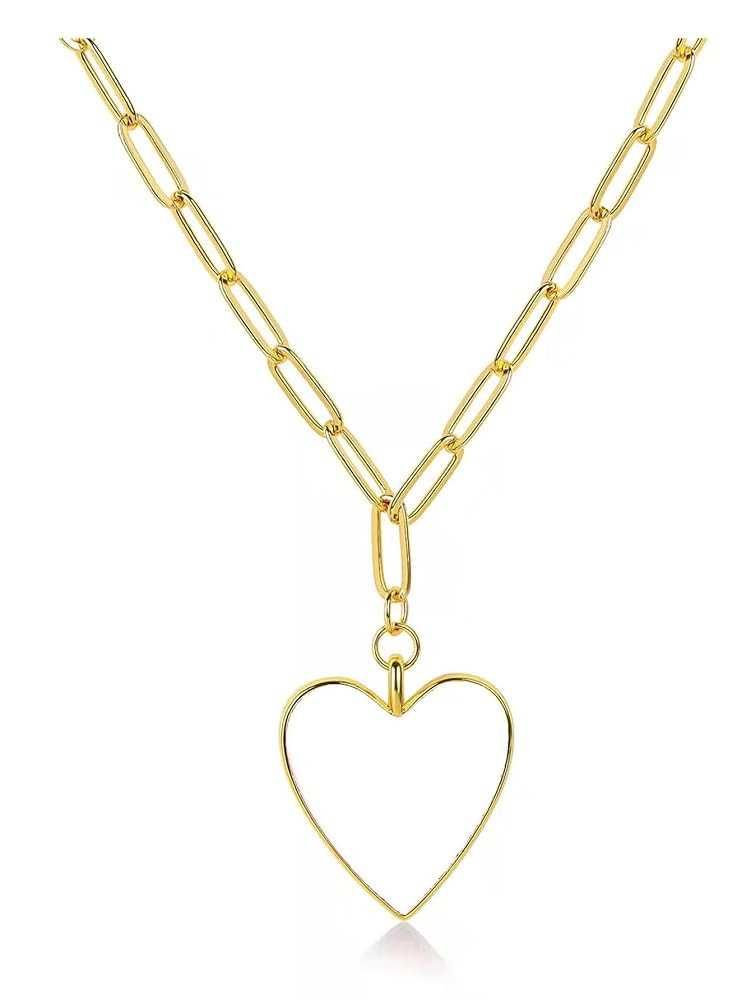 Preppy Necklace for Women, Forever Love Heart Enamel Pendant Paperclip Necklace 18K Gold Plated J... | Amazon (US)