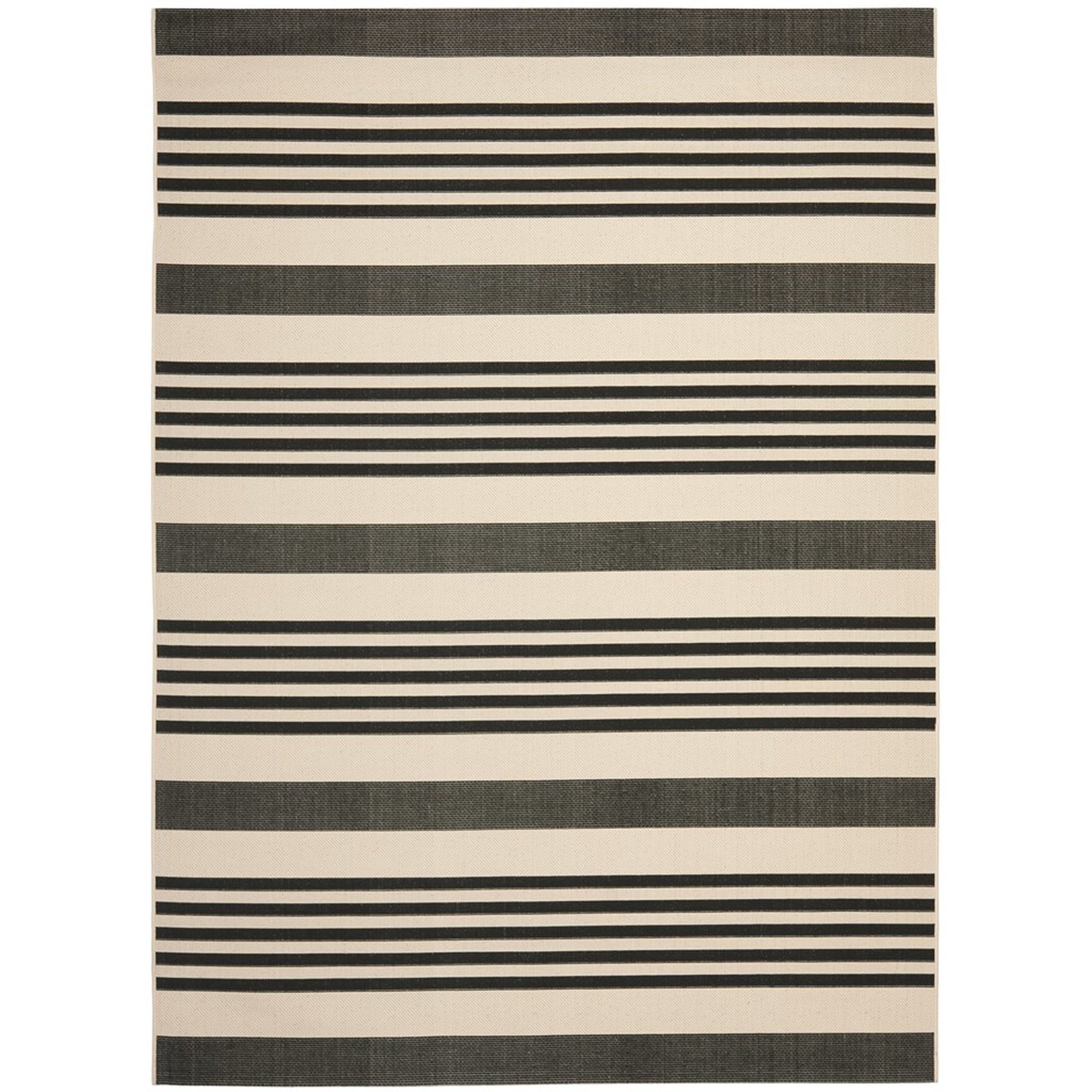 SAFAVIEH Courtyard Caroline Striped Indoor/Outdoor Area Rug, 8' x 10', Black/Bone - Walmart.com | Walmart (US)