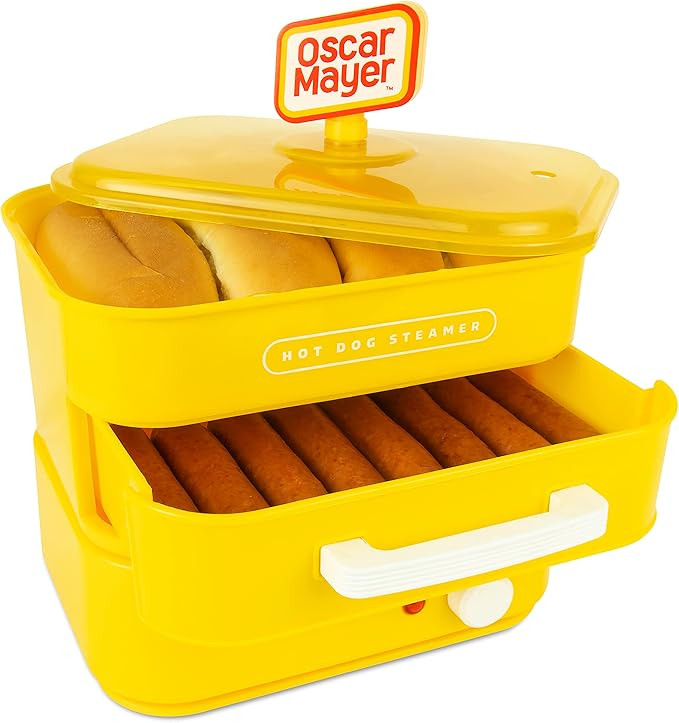 Nostalgia Oscar Mayer Diner-Style Hot Dog Steamer and Bun Warmer, 8 Hot Dog and 4 Bun Capacity, S... | Amazon (US)