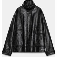 Zara - Oversize Leather Effect Jacket Zw Collection - Black - Xl - Woman | Zara UK