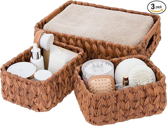 GRANNY SAYS Bathroom Baskets for Organizing, Wicker Storage Baskets for Bathroom, Bathroom Counte... | Amazon (US)