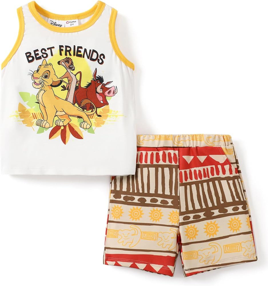 Disney Mickey and Friends Boys Stripe Print T-Shirt and Solid Shorts Set | Amazon (US)