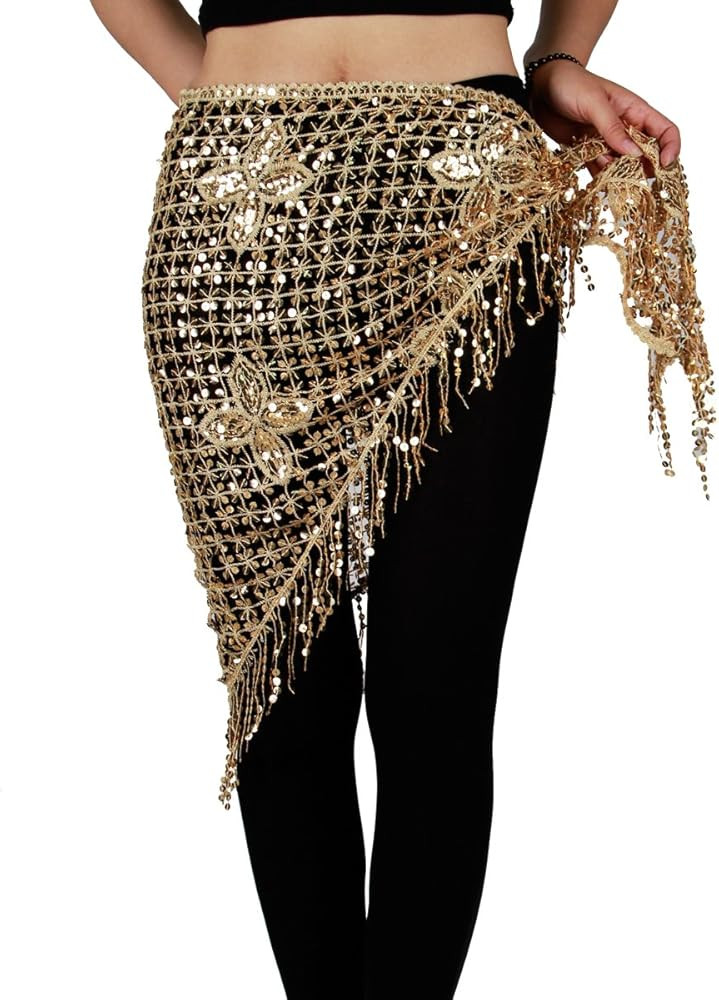 MISI CHAO Belly Dance Hip Scarf - Hip Skirt Belly Dancing Belt Triangle Shawl Tassel Belts Waist ... | Amazon (US)