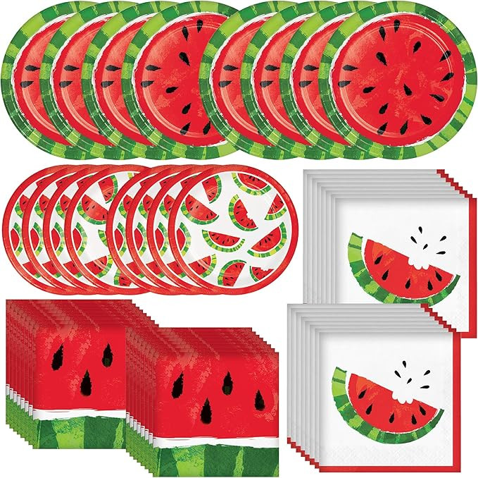 Creative Converting Juicy Watermelon Dinnerware Bundle | Plates, Napkins | Birthday Party Decorat... | Amazon (US)