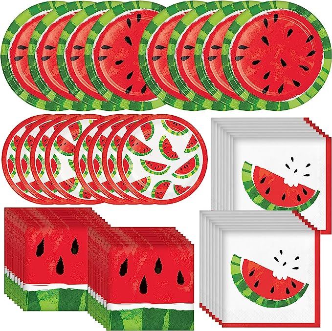 Creative Converting Juicy Watermelon Dinnerware Bundle | Plates, Napkins | Birthday Party Decorat... | Amazon (US)