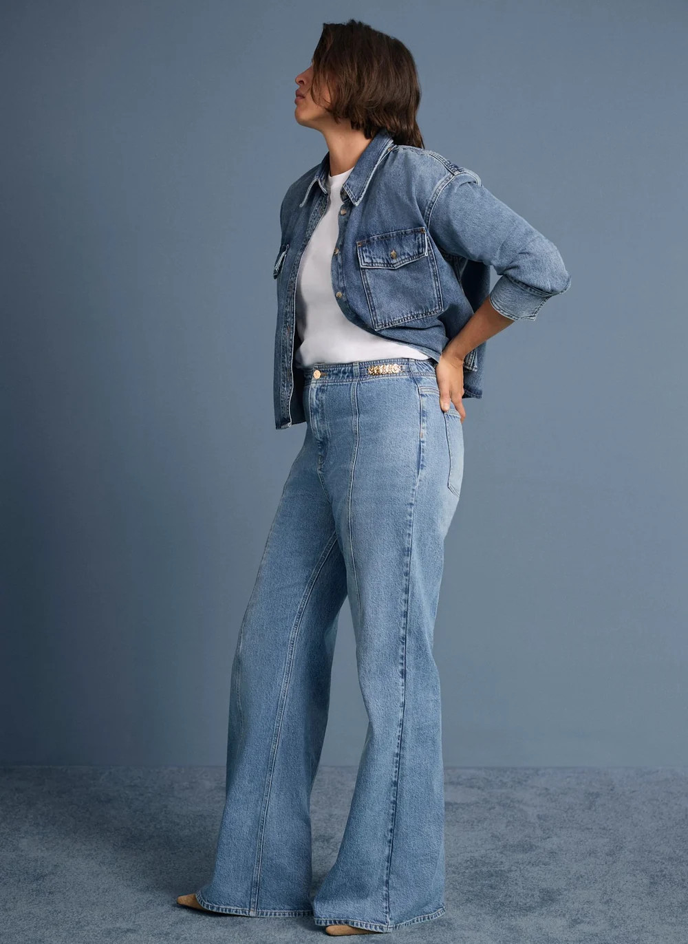 Mid Indigo Vintage Flared Jeans | Mint Velvet
