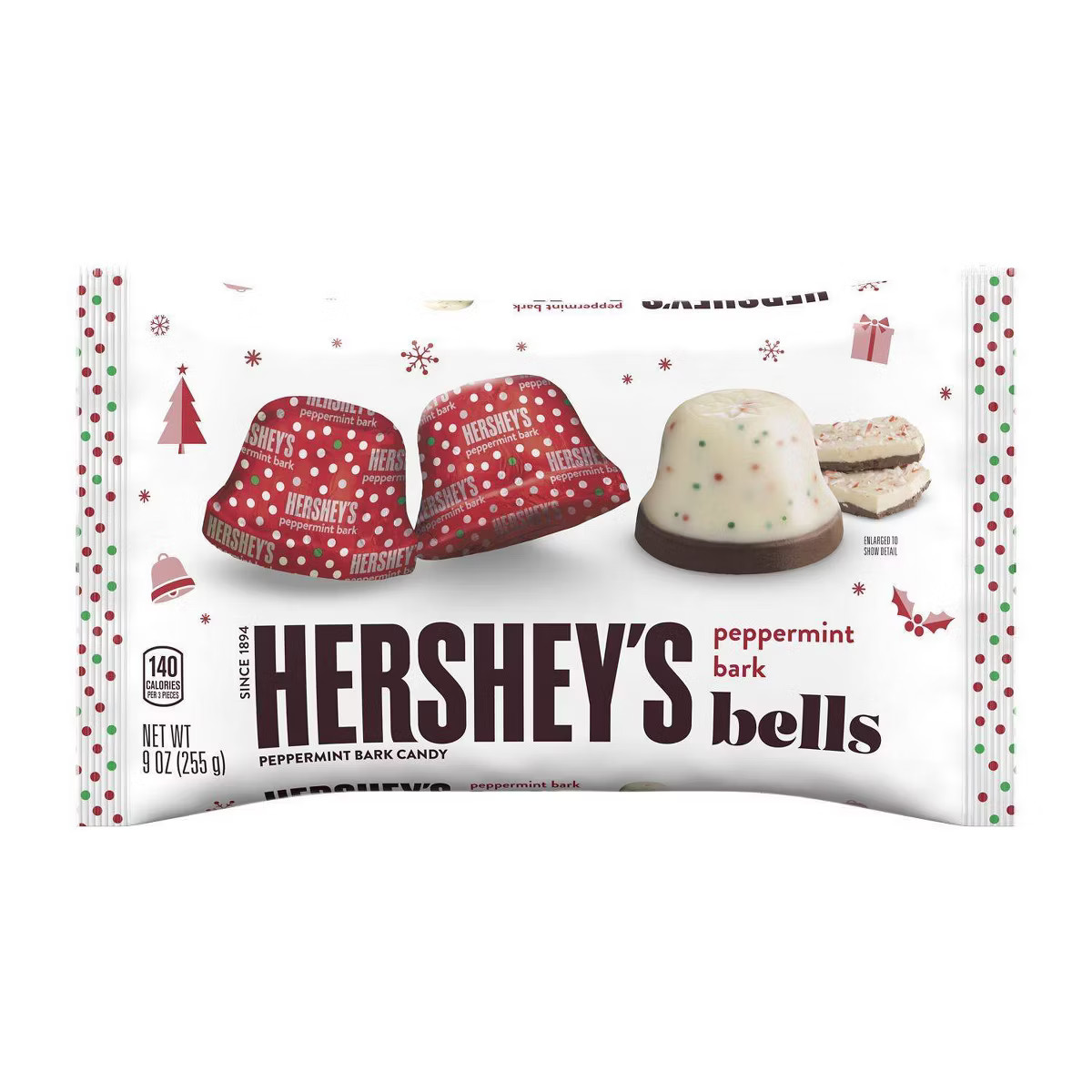 HERSHEY'S Christmas Peppermint Bark Bells Candy - 9oz | Target