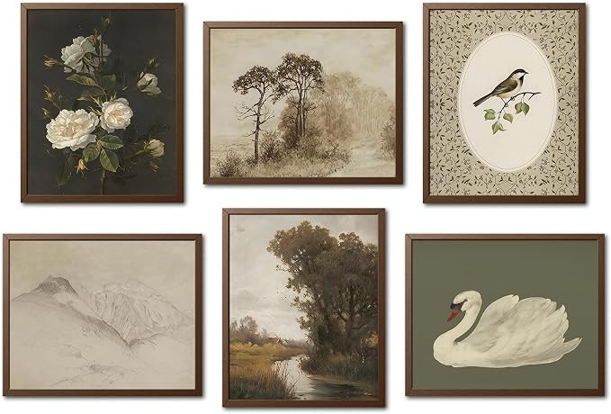 Mynotix Vintage Cottage Core Poster Set of 6, Cottagecore Country Flower and Animal Wall Art Retr... | Amazon (US)