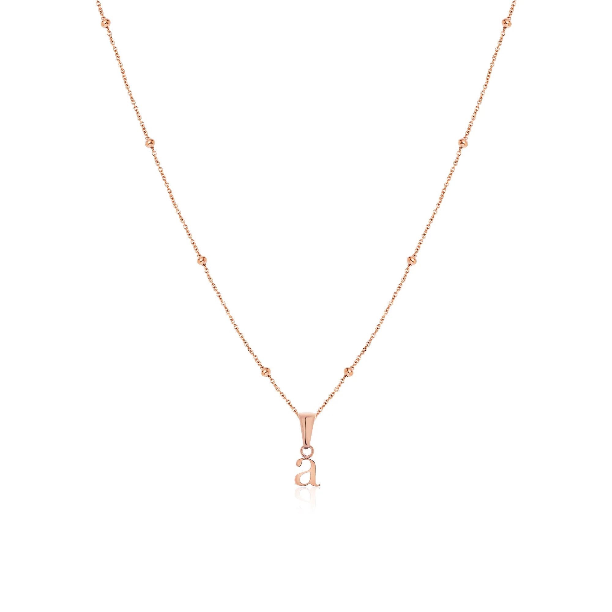 Lowercase Initial Sphere Chain Necklace (Rose Gold) | Abbott Lyon