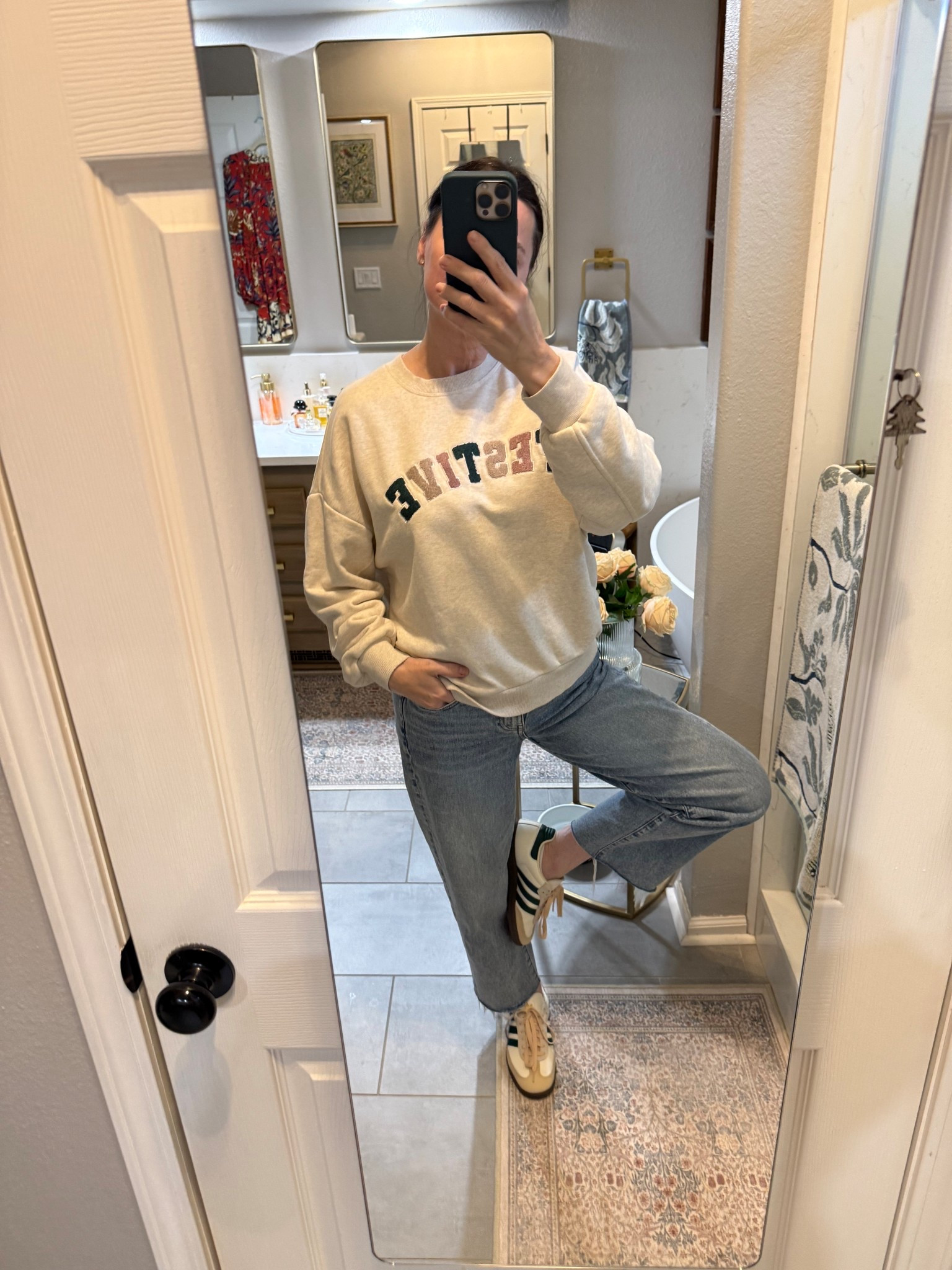 Just because I’m only doing housework today, it doesn’t mean I can’t be festive 🎄

Wearing small in top, 00 petite in jeans, and sneakers fit TTS  

#LTKmomlife #LTKdayinmylife #LTKHoliday