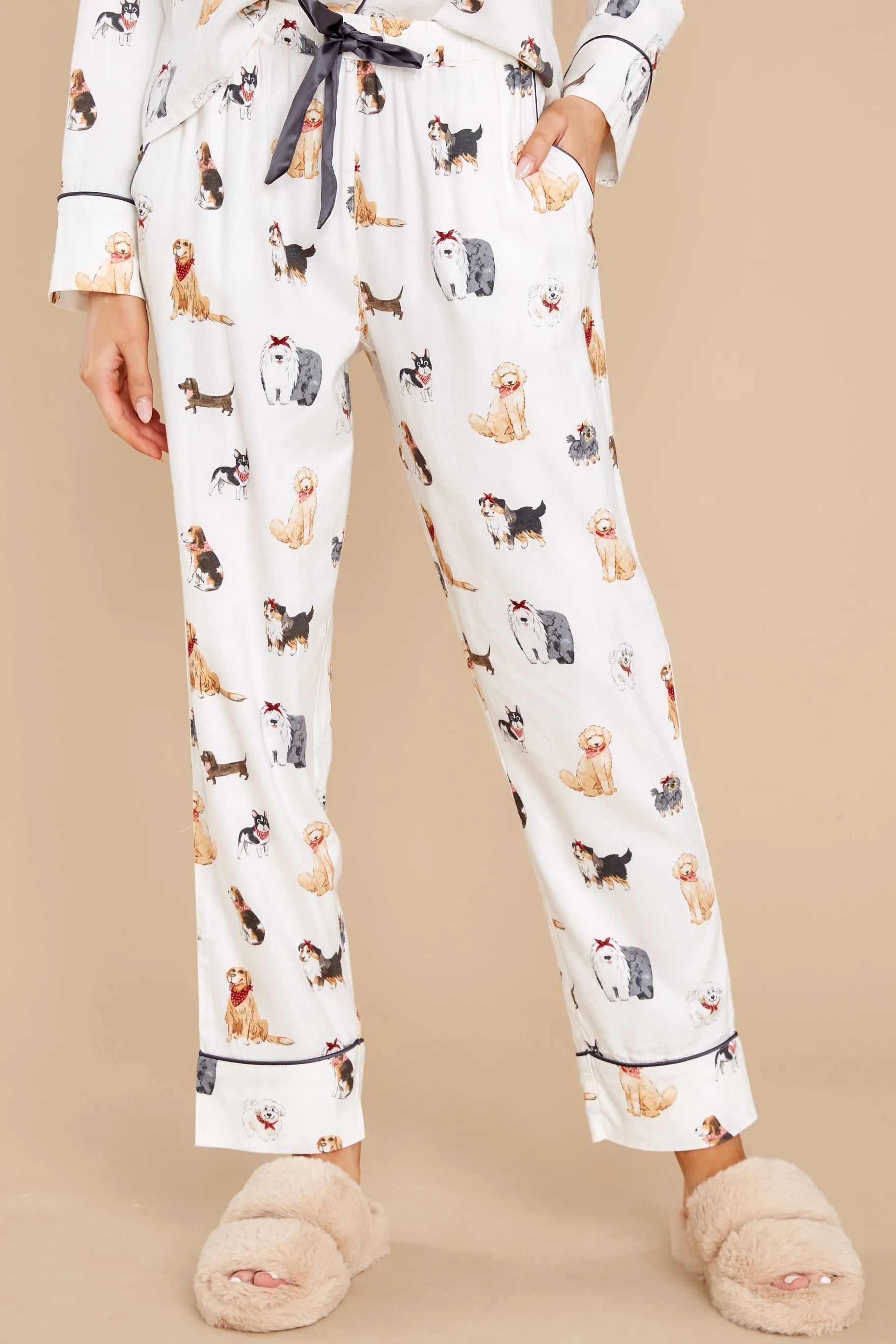 Dream State Vanilla Ice Pup Pajama Pants | Red Dress 