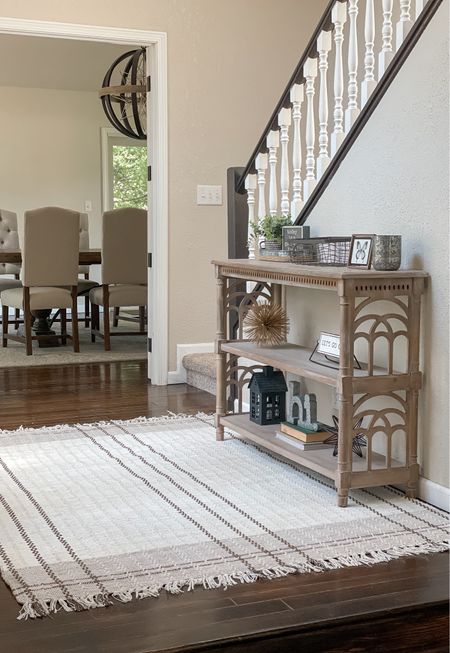 Swapped out our entryway rug for something a little lighter and brighter. The colors online are much different than in person. The stripes are more of a dark brown  

#LTKStyleTip #LTKSummerSales #LTKHome
