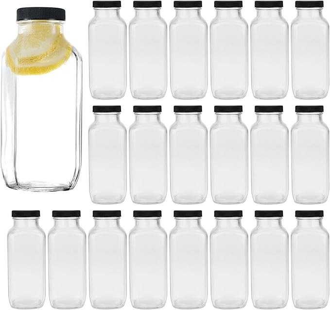 Encheng Vintage Water Bottles,Glass Drinking Bottles 16oz,Square Beverage 500ml With Lids For Kom... | Amazon (US)