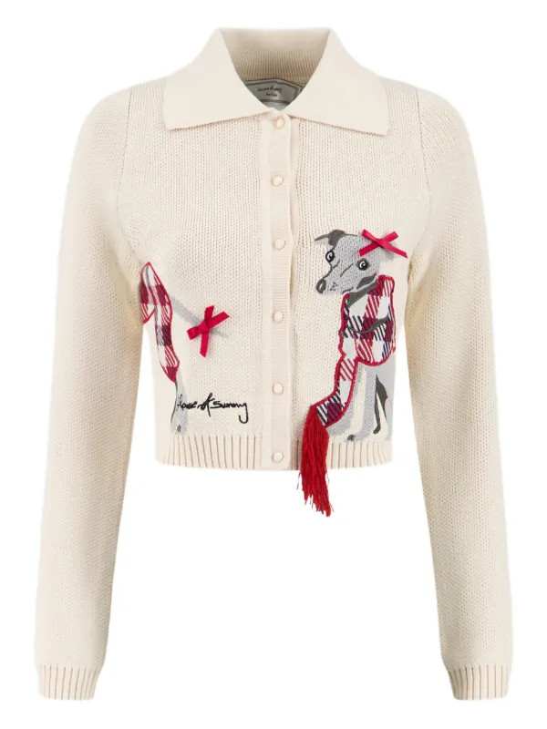 Whippet Tripper dog-design-embroidered cardigan | Farfetch Global