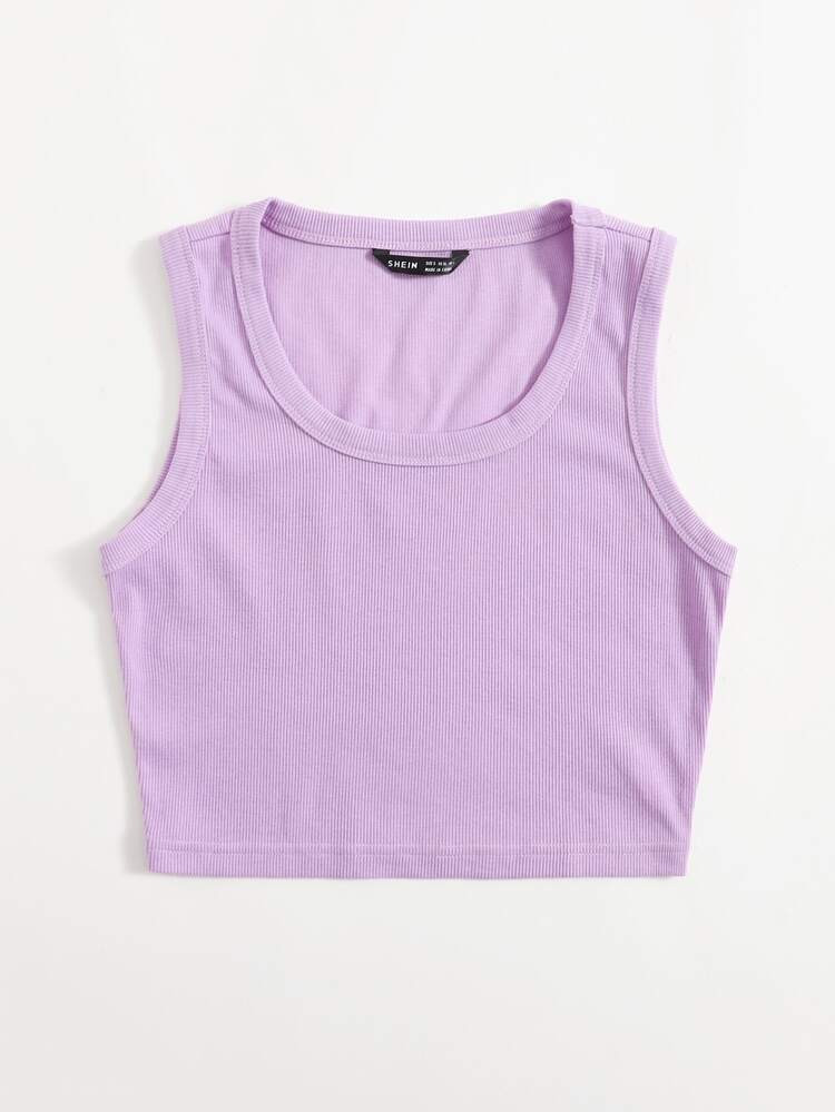 SHEIN Scoop Neck Solid Tank Top | SHEIN