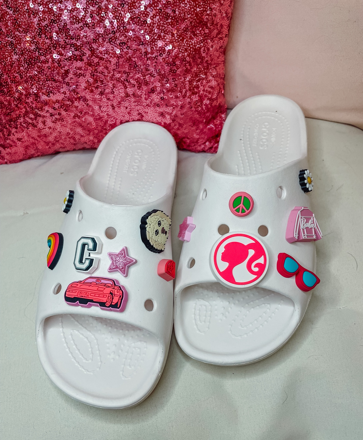 I finally did it. These slides are so fun & i just love how I can customize them! Did you see my Goldendoodle?! I had a blast in the #Crocs store with Elaina this weekend! I’m sold. PLUS these slides are $10 off right now! 💖🤩💗

#CrocLife #Barbie #BarbieCrocs #BarbieTheMovie #TheBarbieMovie #BarbieCore

#LTKBacktoSchool #LTKstyletip #LTKshoecrush