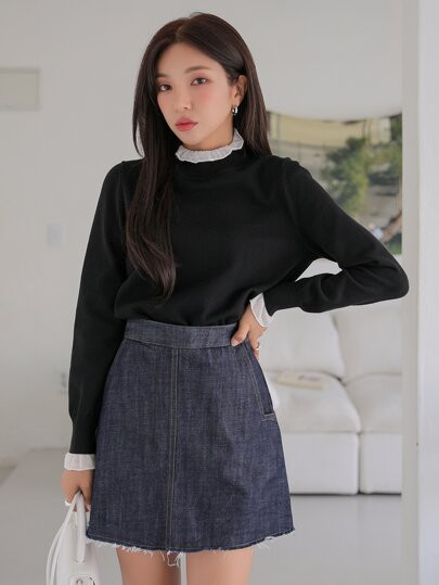 DAZY Ruffle Trim 2 In 1 Sweater | SHEIN