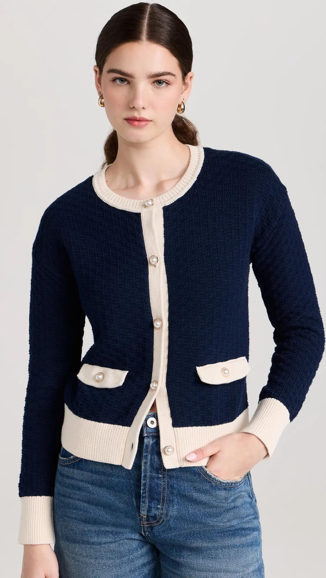 525 Contrast Trim Trophy Cardigan | Shopbop | Shopbop